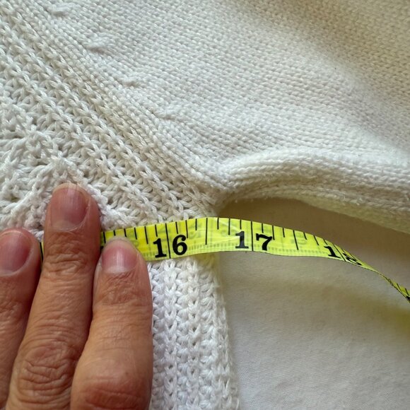 Ann Taylor Loft White Knit Sweater S 100% Cotton High-Low Hem Crew Neck - Picture 8 of 9